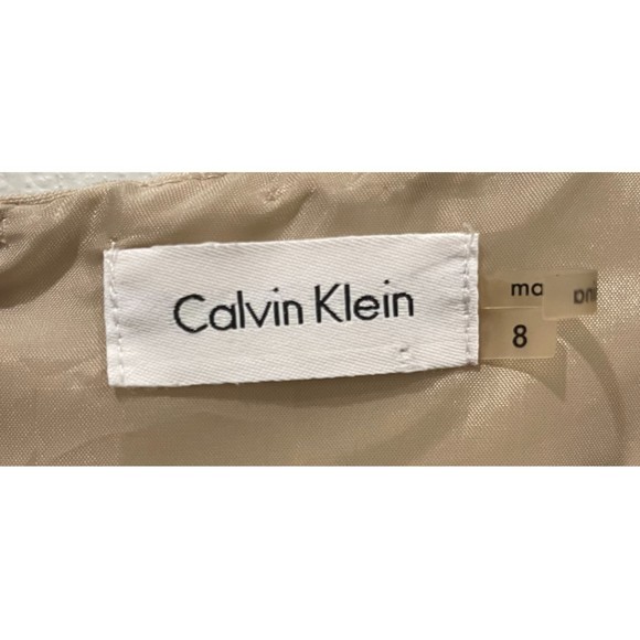 CALVIN KLEIN Camel Pleat Detailing Knee Length Sleeveless Dress - Picture 2 of 4